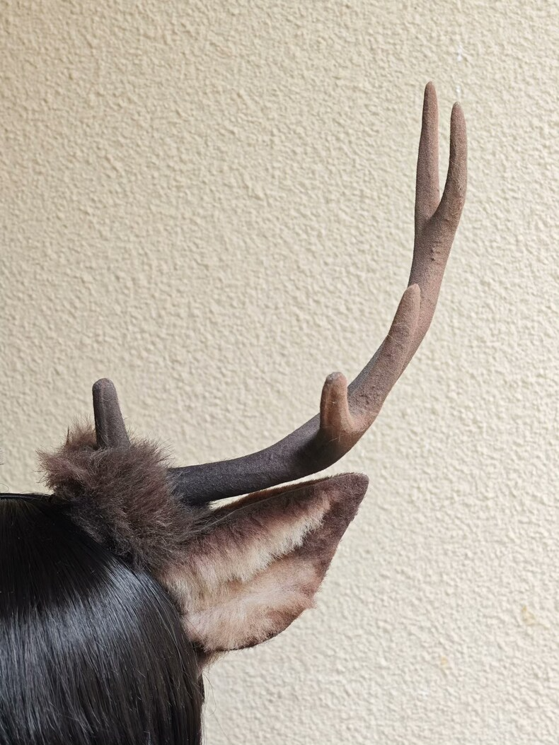 Realistic Handmade Deer Ears & Antlers Headband - Image 1