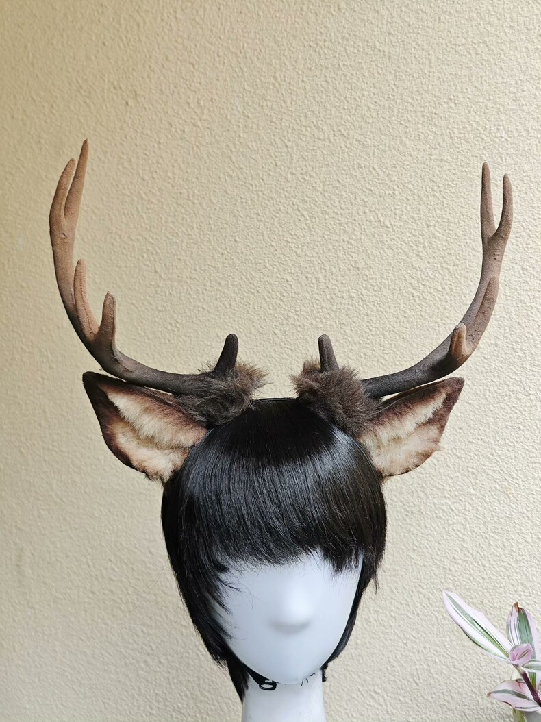 Realistic Handmade Deer Ears & Antlers Headband - Image 3