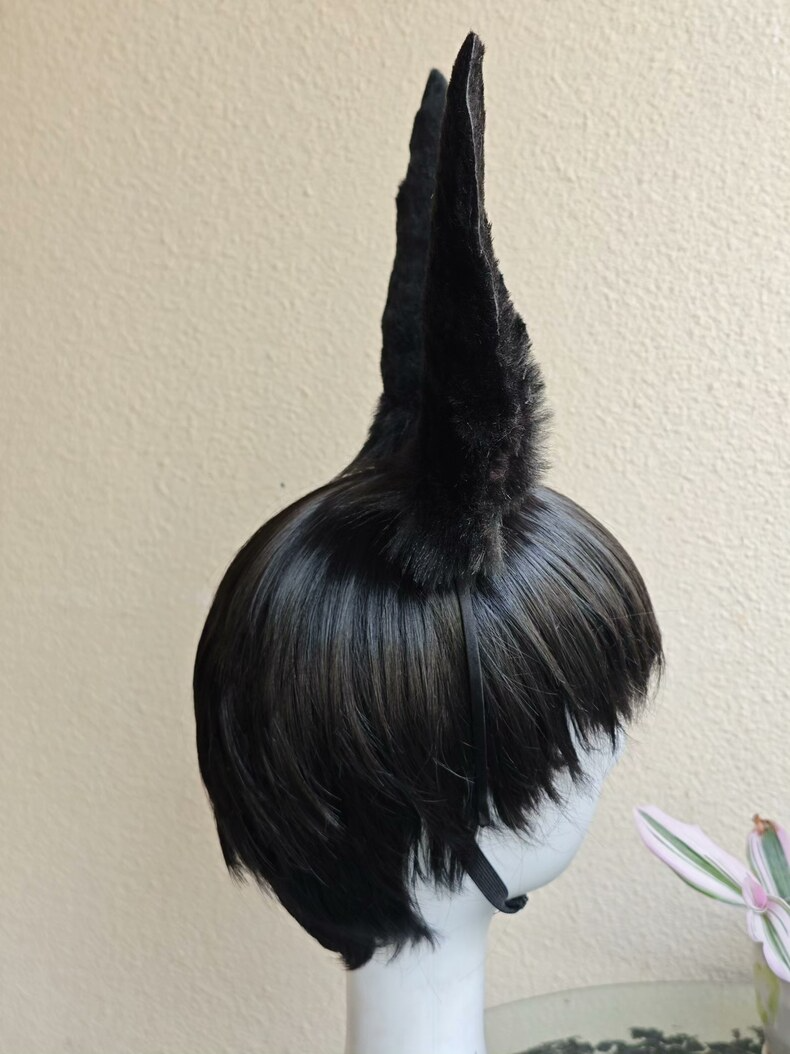 Handmade Black Rabbit Ears with Pink Gradient Headband - Image 4