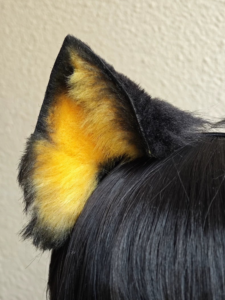 Luxury Black & Gold Faux Fur Animal Ears - Image 1