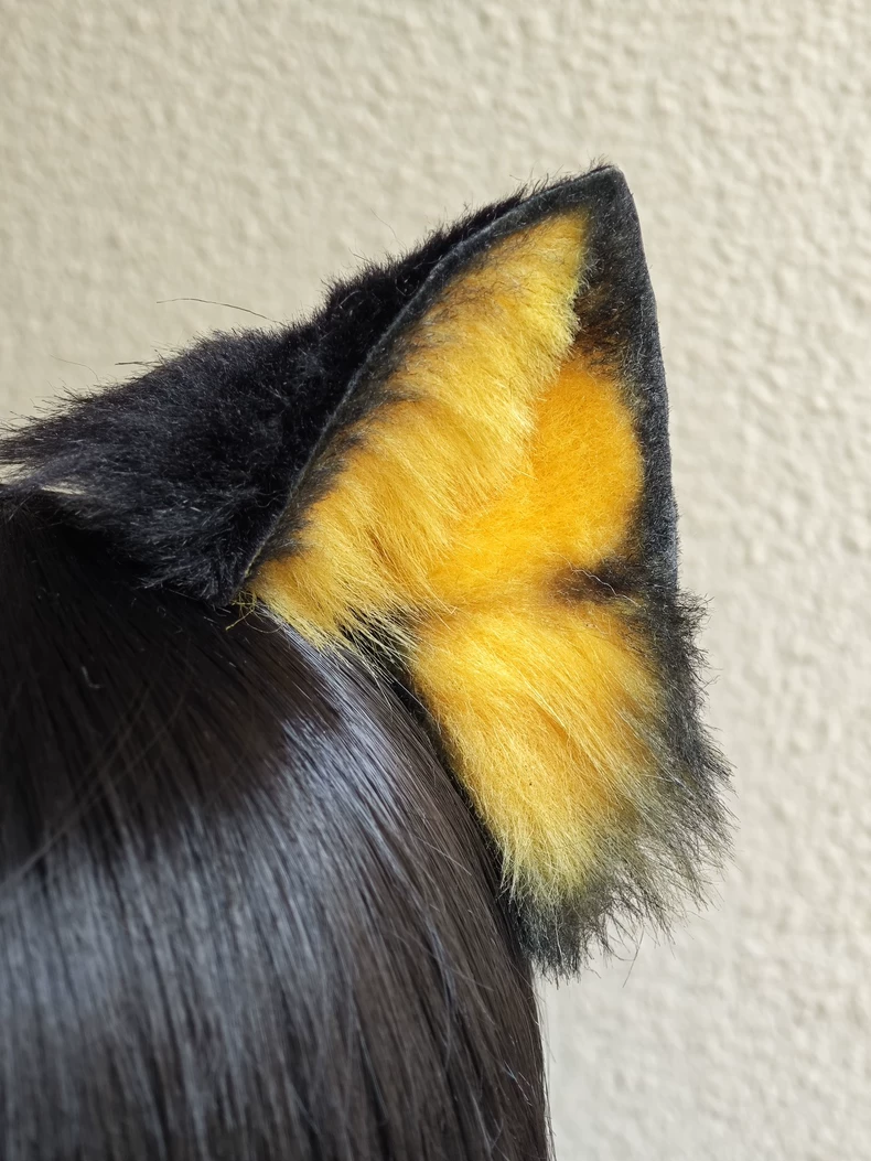 Luxury Black & Gold Faux Fur Animal Ears - Image 2