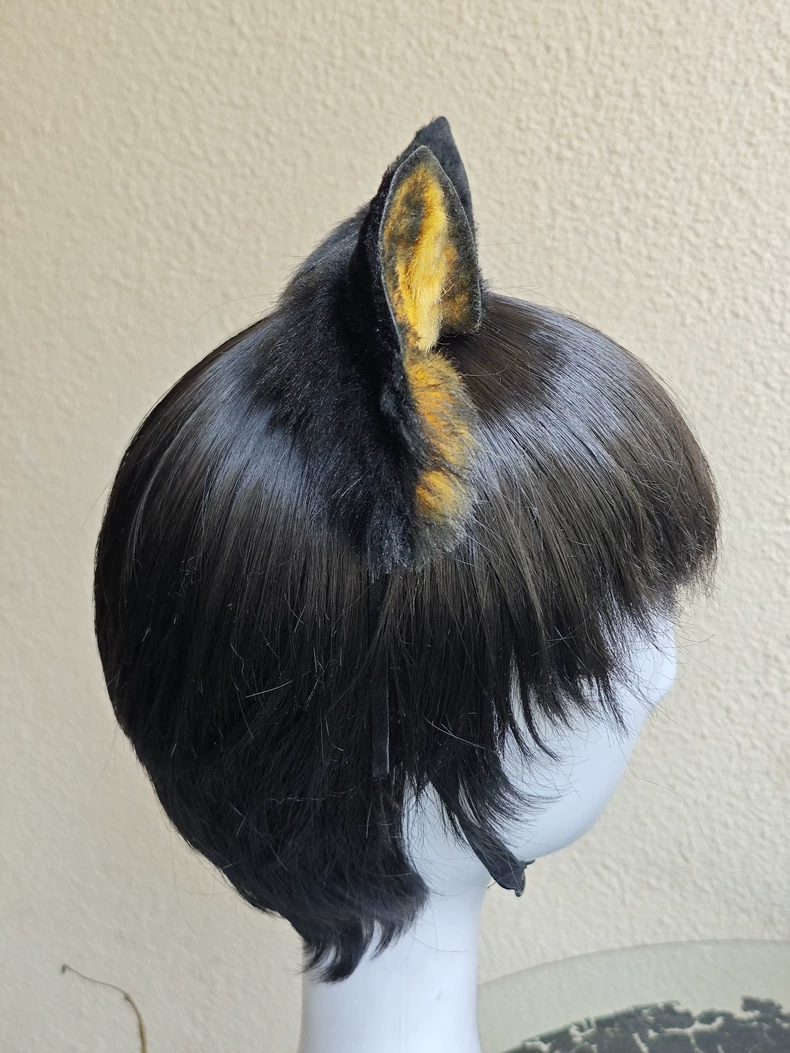 Luxury Black & Gold Faux Fur Animal Ears - Image 4