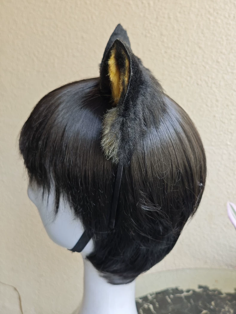 Luxury Black & Gold Faux Fur Animal Ears - Image 6