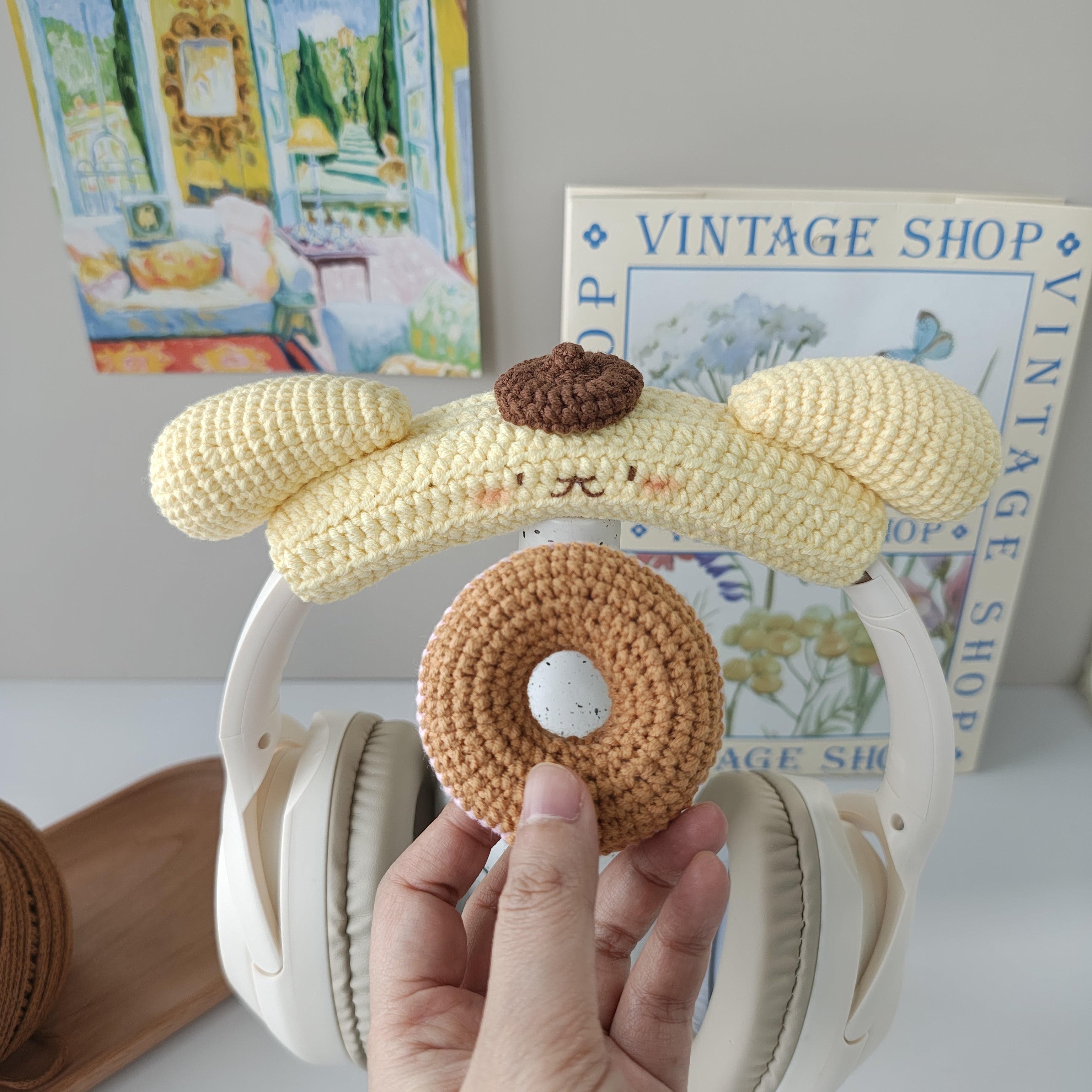 Pompompurin-Inspired Crochet Headphone Cover