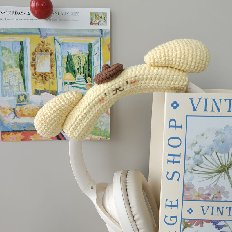 Pompompurin-Inspired Crochet Headphone Cover