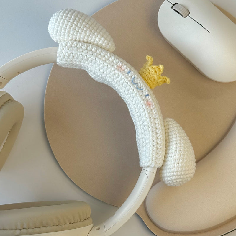 Cinnamoroll-Inspired Crochet Headphone Cover with Crown