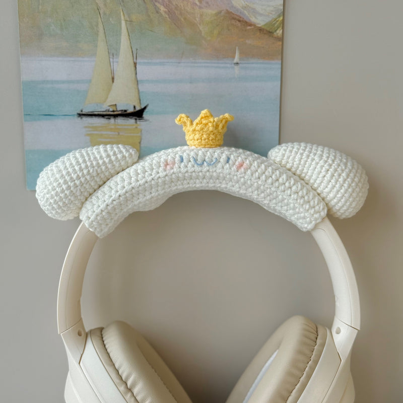 Cinnamoroll-Inspired Crochet Headphone Cover with Crown