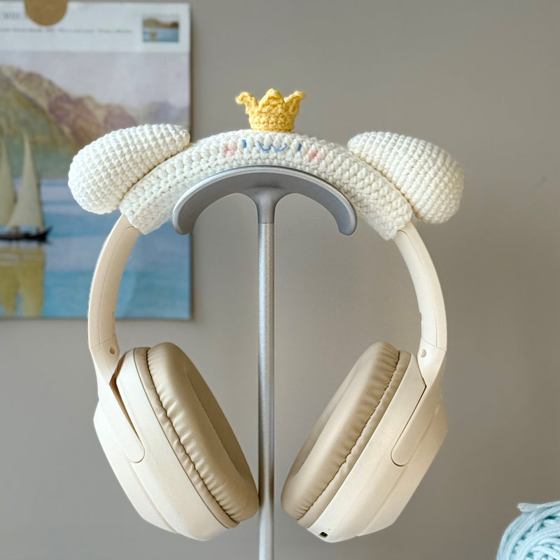 Cinnamoroll-Inspired Crochet Headphone Cover with Crown