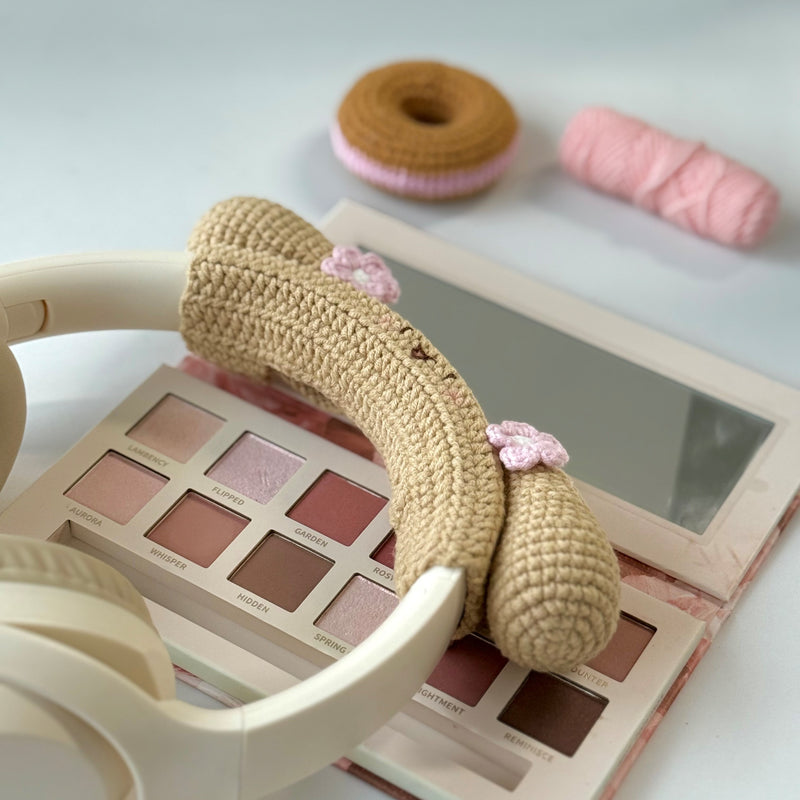 Mocha Puppy Crochet Headphone Cover