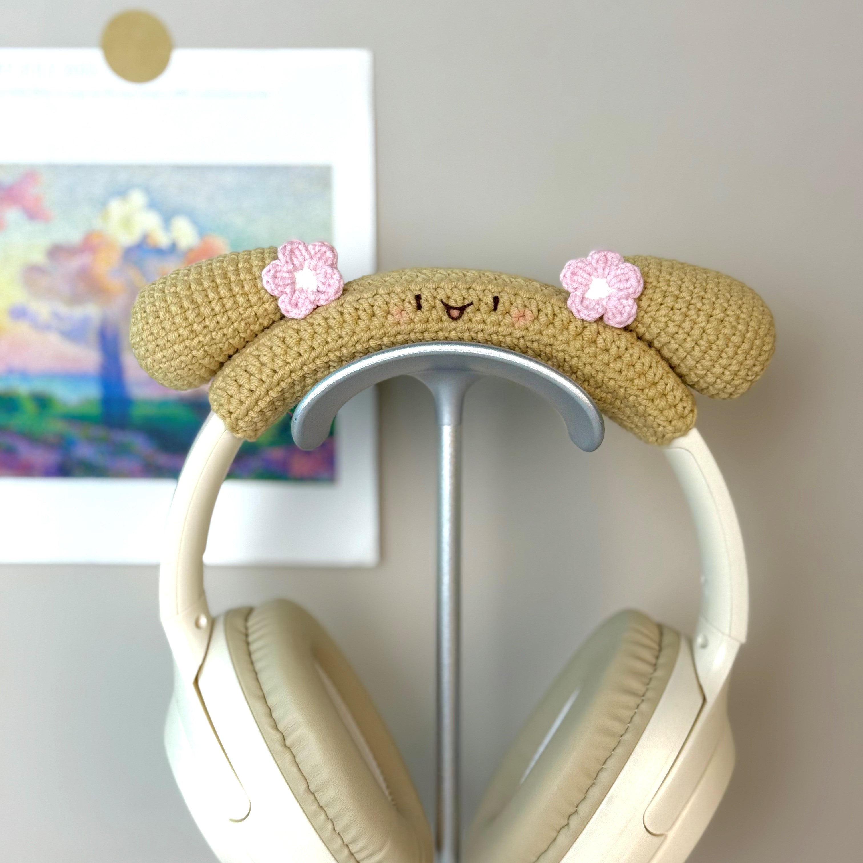 Mocha Puppy Crochet Headphone Cover