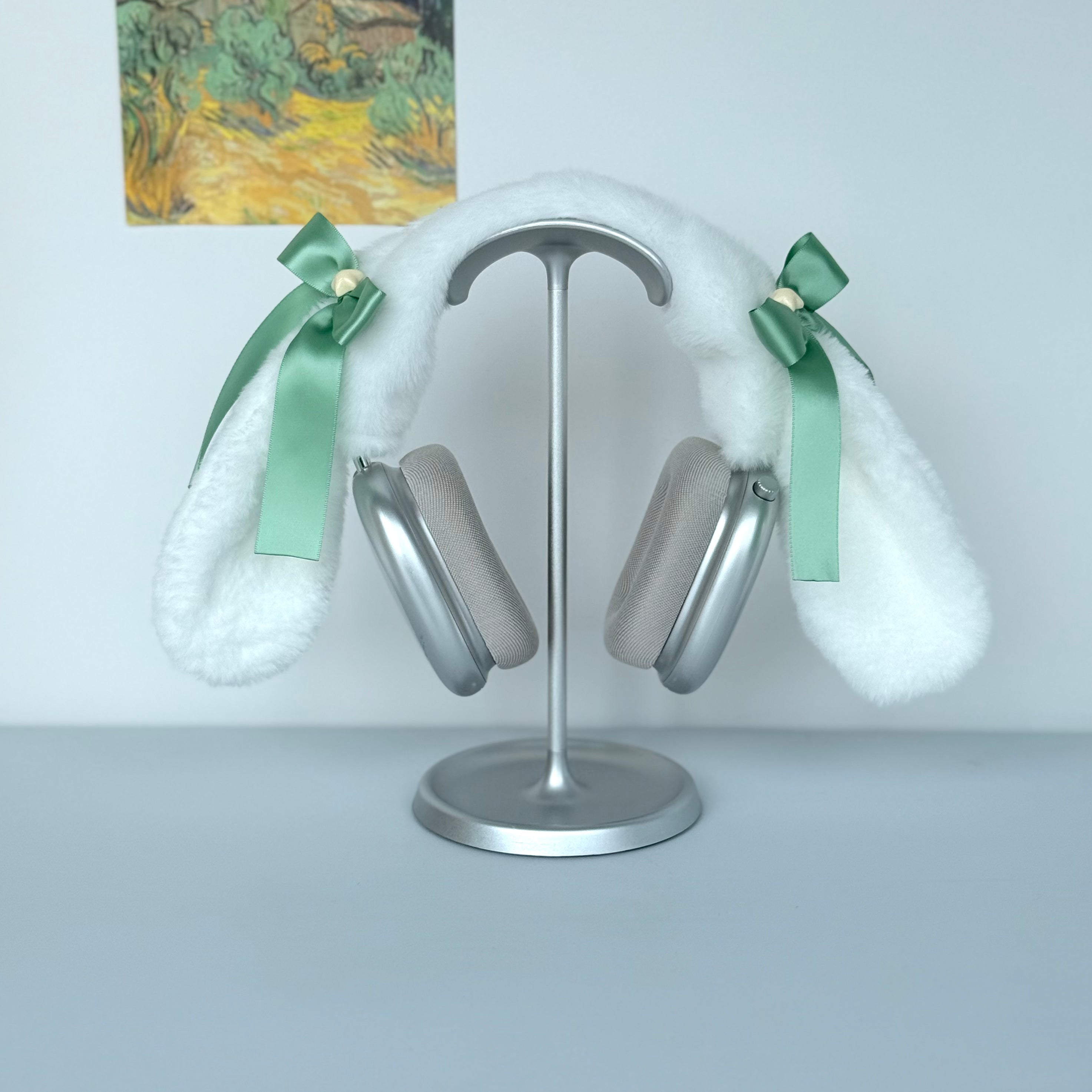 Cinnamoroll Inspired Headphone Cover with Mint Green Ribbon