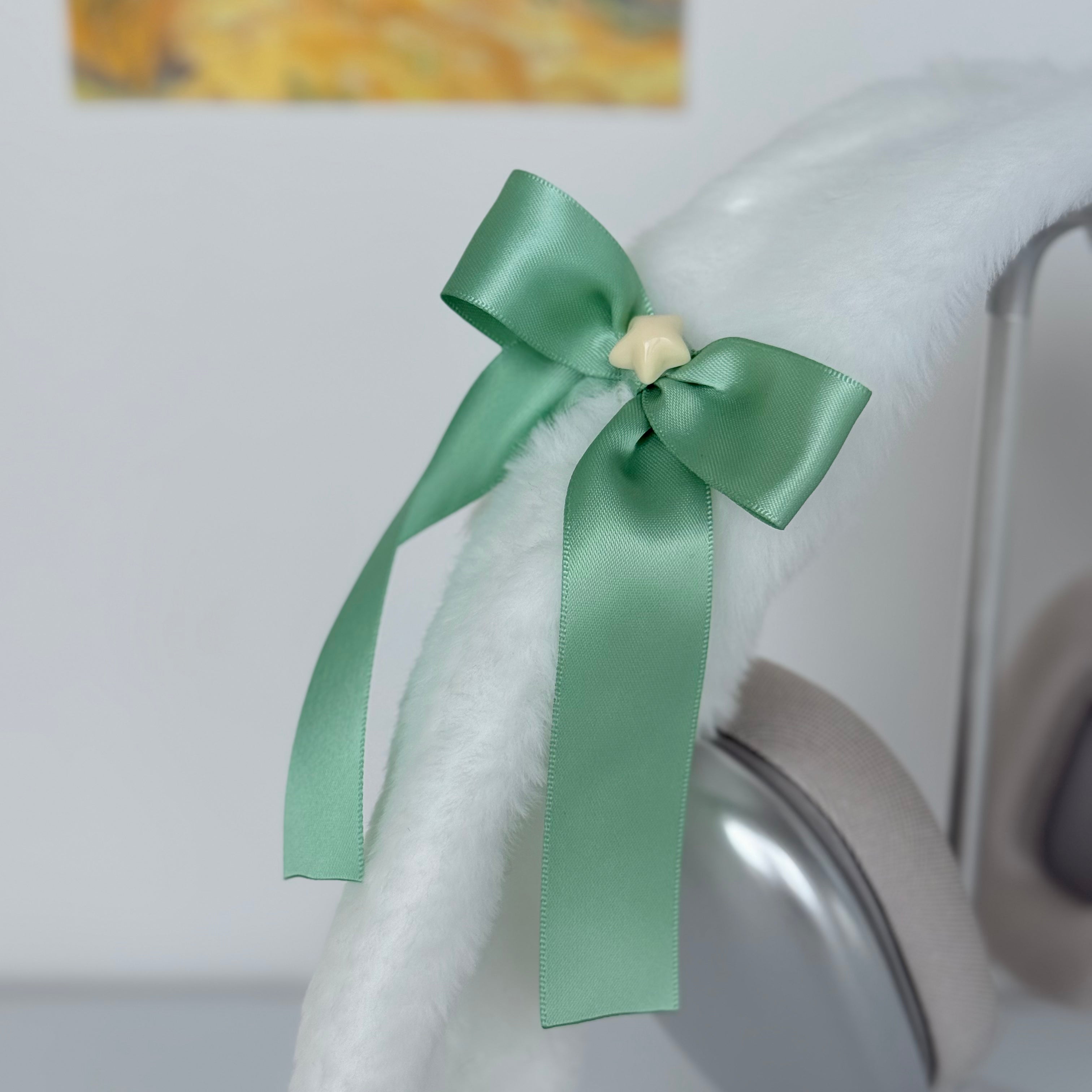 Cinnamoroll Inspired Headphone Cover with Mint Green Ribbon