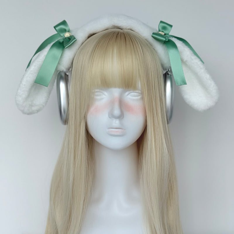 Cinnamoroll Inspired Headphone Cover with Mint Green Ribbon