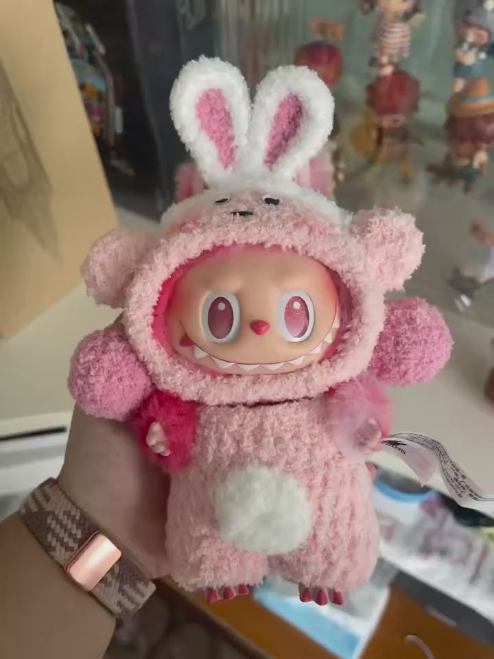 Adorable Pink Plush Labubu Doll Outfit – Soft, Cuddly & Stylish Collectible Accessory - Video 1