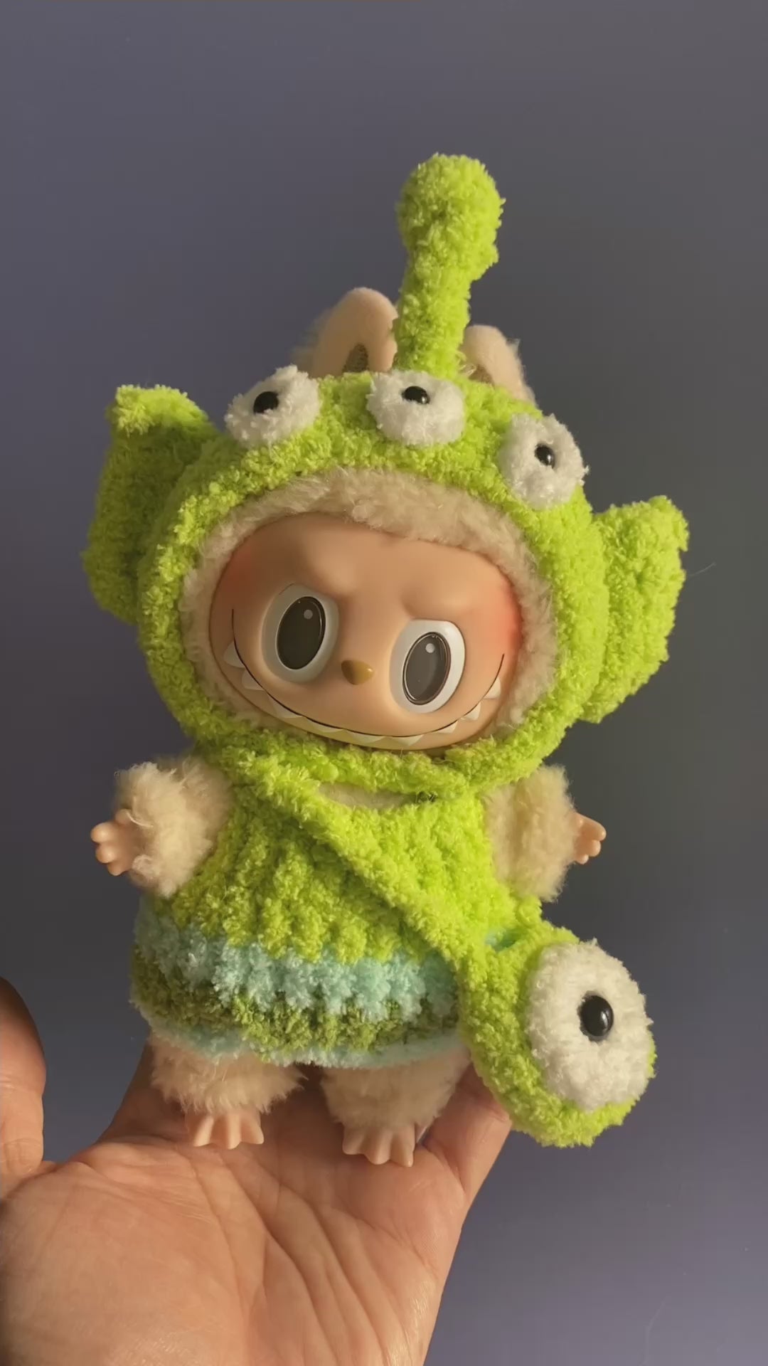 Whimsical Labubu Doll Outfit – Vibrant Green & White Customizable Plush Set for POP MART Fans - Video 1