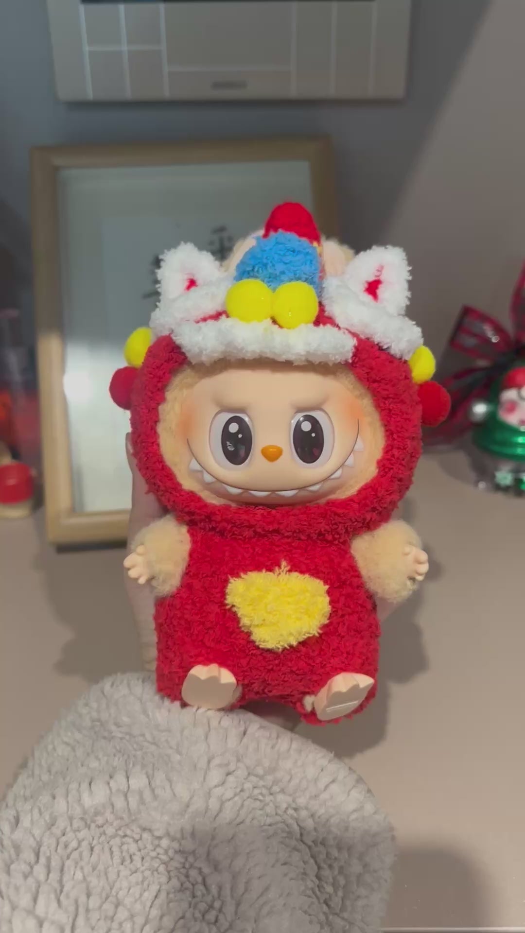Festive Labubu Lion Dance Outfit – Vibrant Plush Costume for Collectors - Video 1
