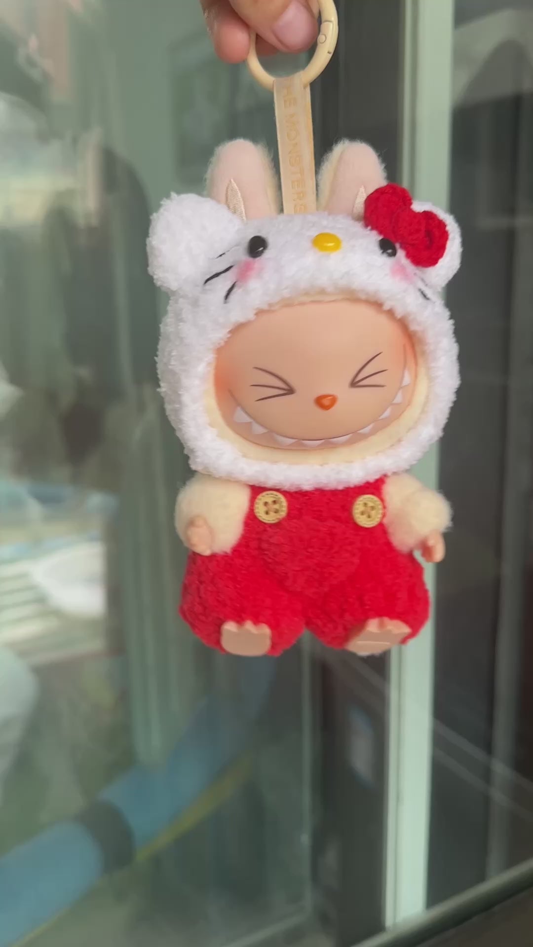 Whimsical Hello Kitty Labubu Doll Outfit – Playful Hat & Vibrant Overalls for Collectors - Video 1