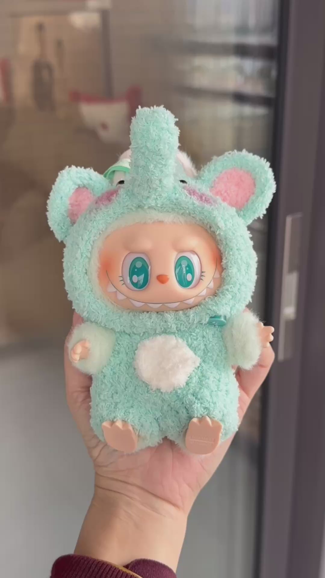 Adorable Labubu Elephant Outfit – Plush Pastel Blue Costume for Dolls - Video 1