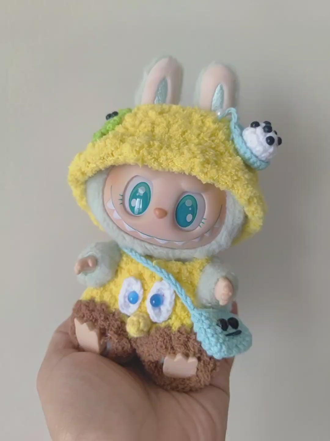 Whimsical Yellow Labubu Plush Outfit – Cozy Hat & Pants for Playful Collectible Fun - Video 1
