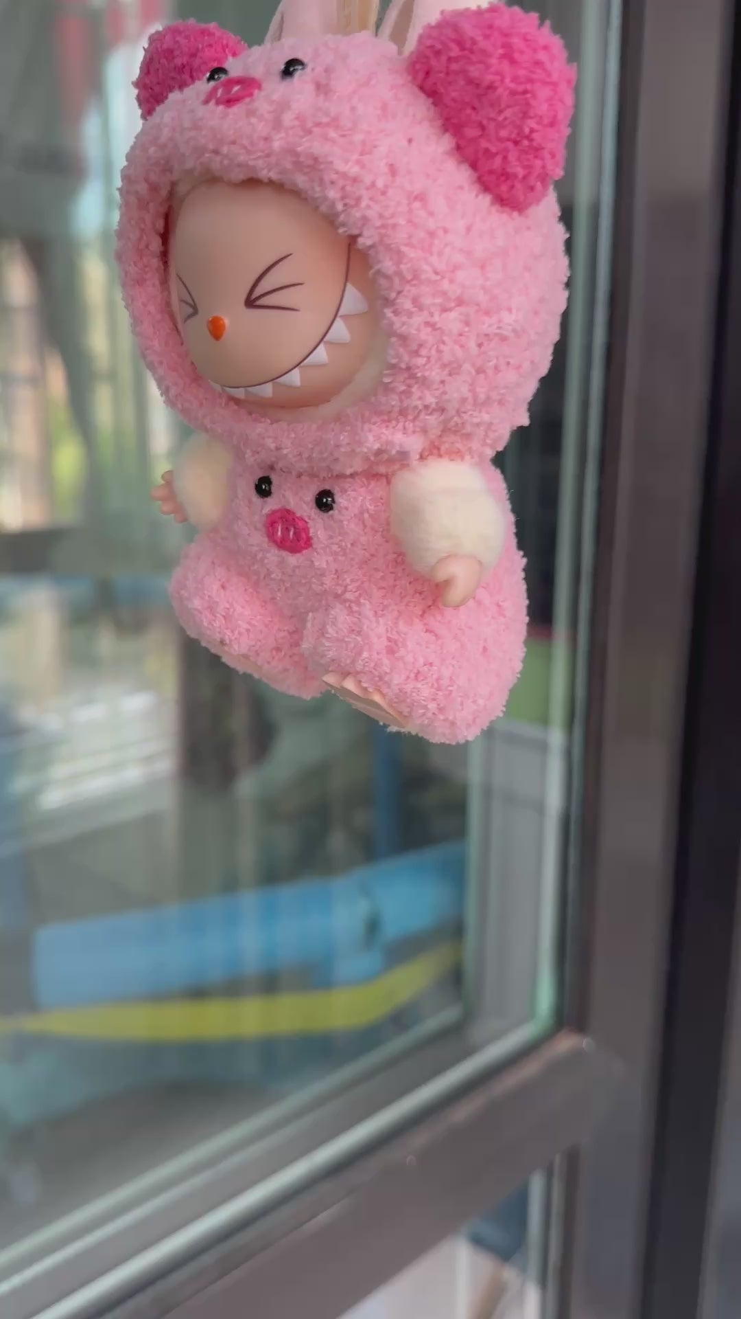 Whimsical Labubu Doll in Adorable Plush Pig Outfit – Soft, Vibrant Pink, Perfect for Collectors & Play! - Video 1