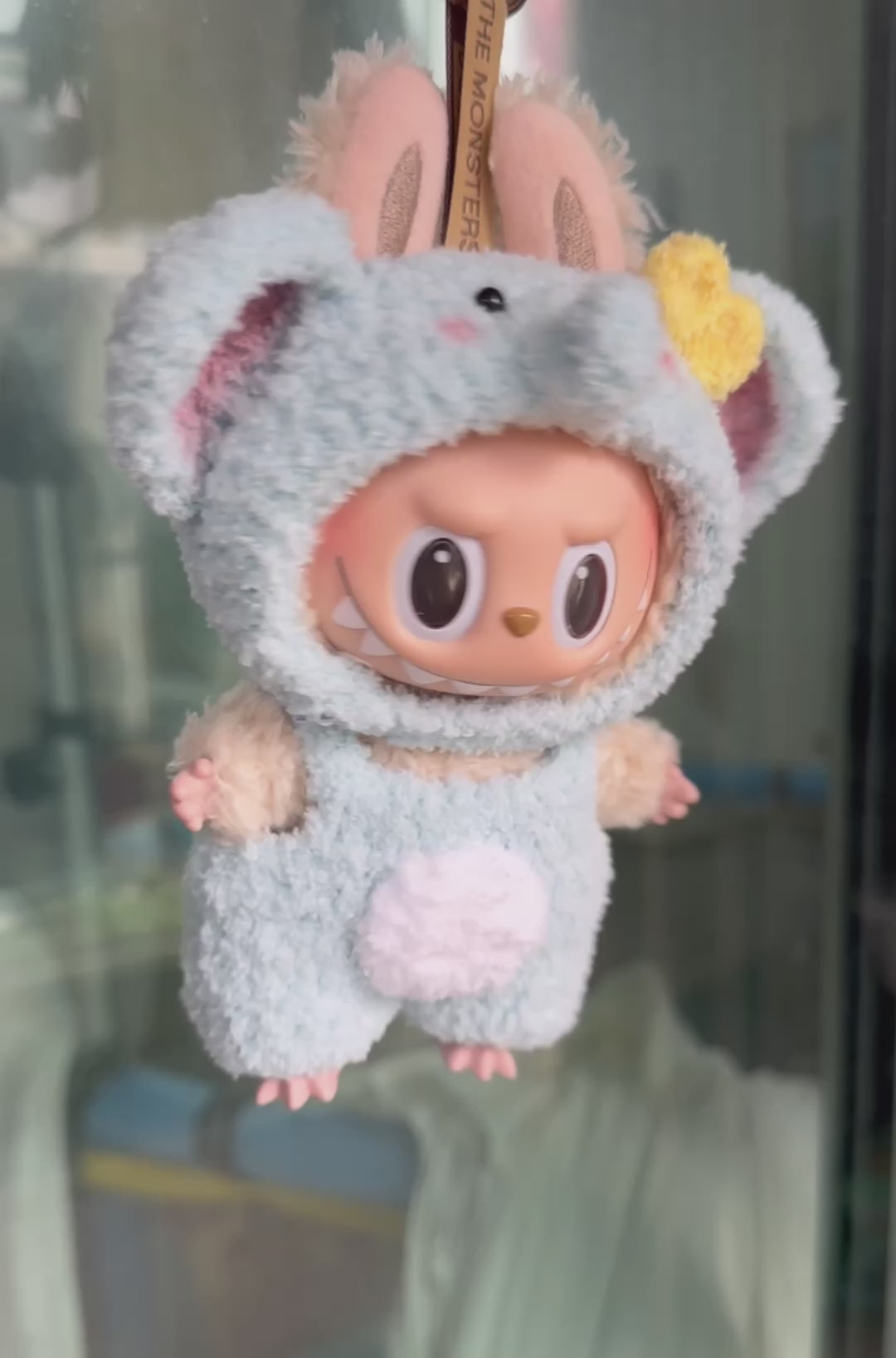 Charming Labubu Doll Outfit: Pastel Blue Hat & Overalls for THE MONSTERS Series - Video 1